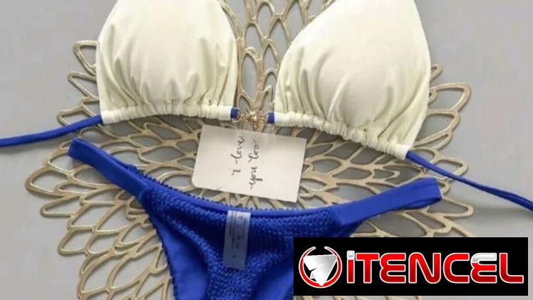 Bikini blanco y azul