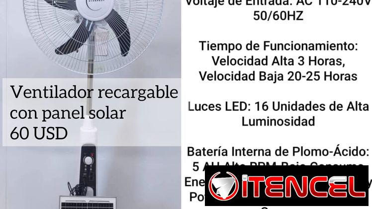 Ventilador recargable con panel solar