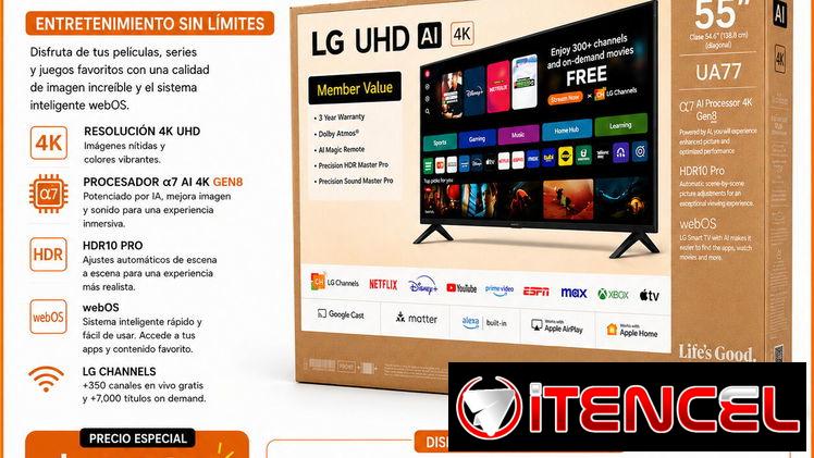 LG de 55” 4K UHD IA incorporado, alexa ,( modelo UA77 , 2025 Smart TV