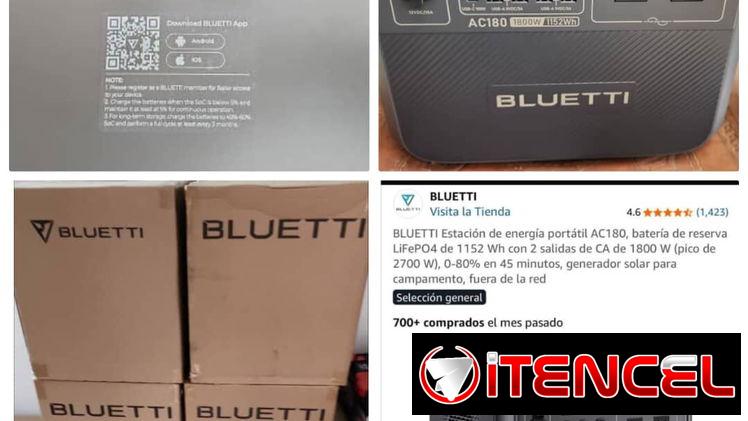 Estacion de carga portátil  BLUETTI AC 180. 🔹 Potencia de salida de 1800W continuos (pico de hasta 2700W).