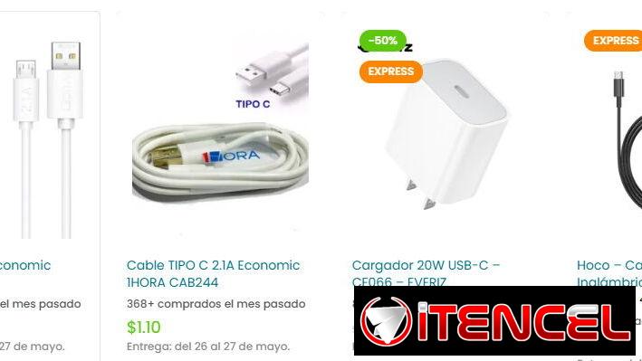 cargadores, covers, audífonos, power, bank y relojes.