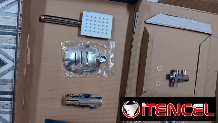 Aqua-Q Kit Ducha Cuadrada Acero Inox ABS Latón, Ducha Cuadrada Royal Shower Aqua-Q 86cm VPT#-0521