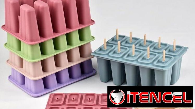 🍦 Molde para Paletitas de Helado 🧊 Forma de Picolé en Silicona ❤️ 10 Cavidades con Tapa  🎉 Ideal para Postres Caseros