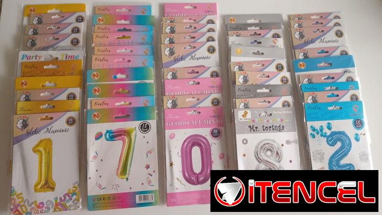 De cumpleaños: numeros inflab. $400, numeros velas $400, velas volcanicas $450, toppers $200, cortinas verdes $450