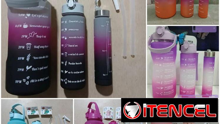 Set de 3 pomos ,sencillos y de doble boquilla (500,900,1000,2000ml) Ideales para escuela,trabajo,gimnasio 10 y 12 usd