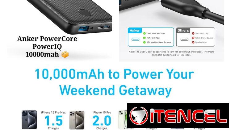 Power bank anker power core auto iq 10000 mah selladas en caja