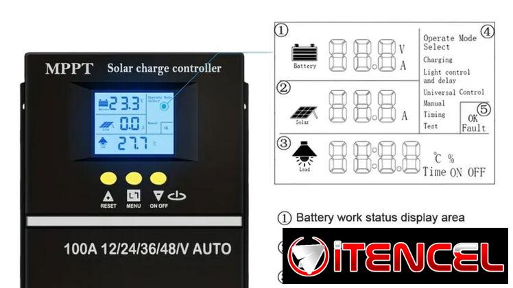 Control de carga de panel solar 100A  MPPT y PWM leer dentro
