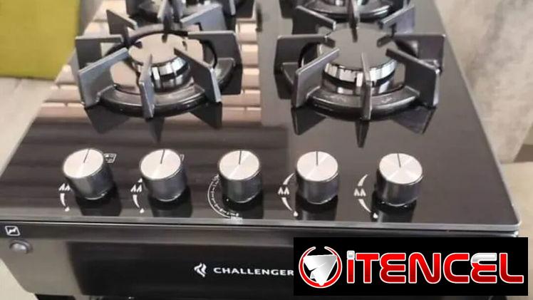 Cocina de gas con horno Challenger en negro Superficie de vidrio  Encendido por Magneto  Luz en el horno  280