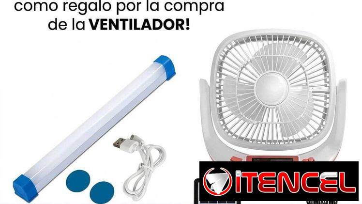 Ventilador Recargable 8′. Batería de Lithium. Más de 10 horas.. panel solar incluido.