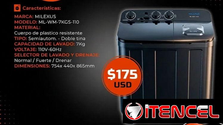 💯 7KG 💯 LAVADORA SEMIAUTOMÁTICA MILEXUS 7KG. SERVICIO DE MENSAJERÍA CON FACTURA Y GARANTÍA. TLF 54833699