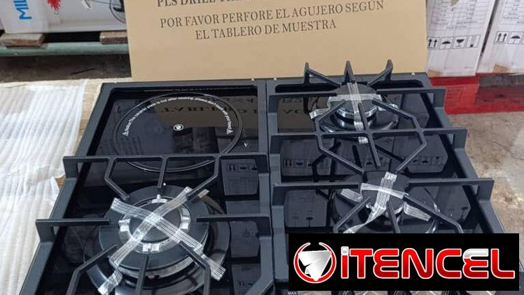 Cocina Empotrada 4 hornillas (3 gas + 1 Infrarojo Milexus 1200 w vidrio templado Negro recio $ 210 USD transporte Gratis