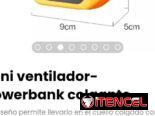 Mini ventilador-powerbank colgante. Cable de carga incluido