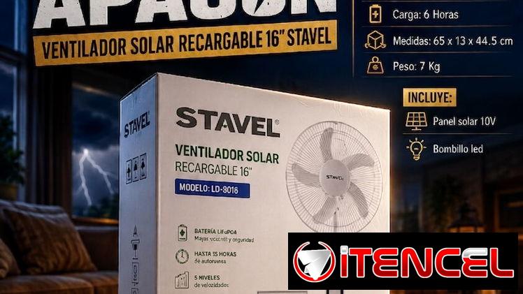 💡TU SALVADOR💡EN UN APAGÓN ! VENTILADOR RECARGABLE STAVEN CON P.SOLAR Y BOMBILLO LED. CON FACTURA-GARANTÍA. 📲 54833699