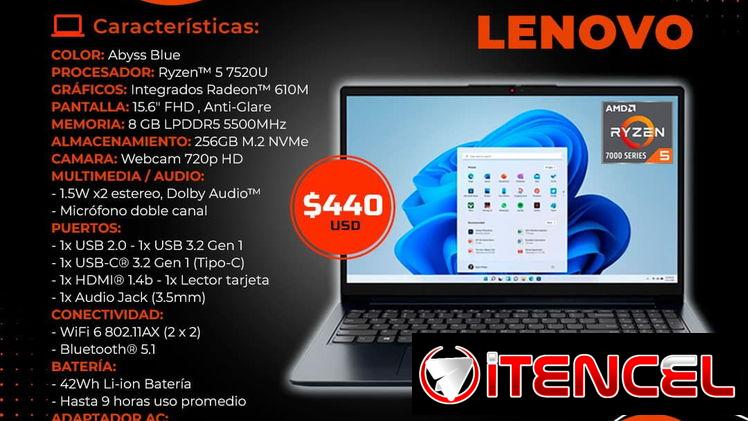 🚀 POTENCIA PORTABLE 🚀 LAPTOP LENOVO RYZEN 5 7520U CON 8/256 GB Y 15″ PANTALLA. FACTURA Y GARANTÍA. #54833699
