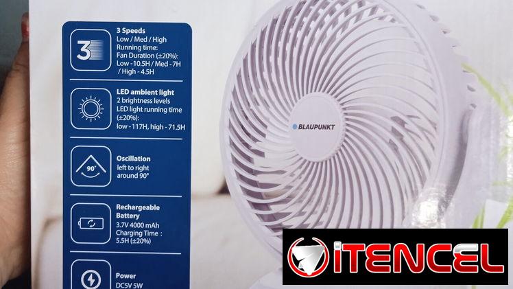 Ventilador Recargable 7 a 10h de duración