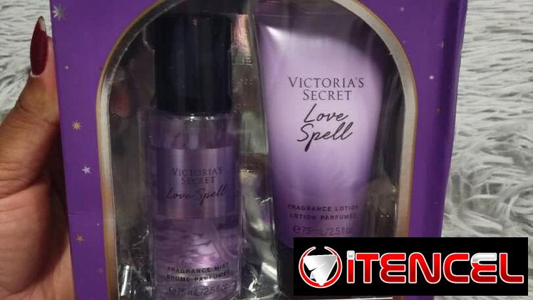 Set de colonia pequeña crema + colonia victoria Secret.