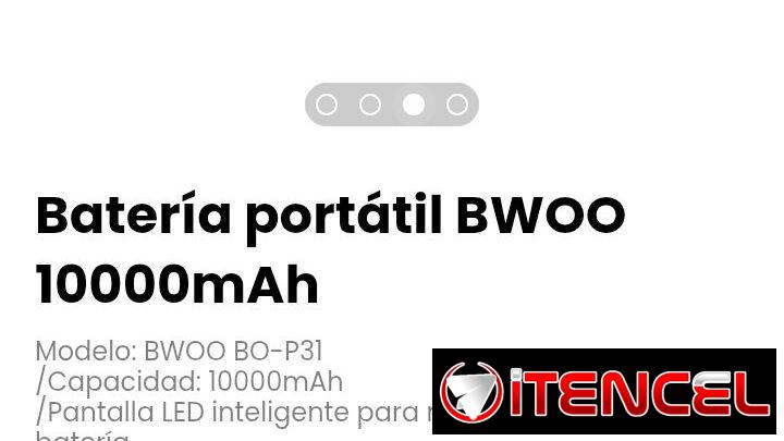 Batería portátil BWOO 10000mAh. Modelo: BWOO BO-P31