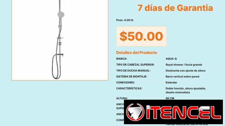Aqua-Q ducha doble con soporte ajustable, Ducha lluvia Aqua-Q 20cm y manual 10cm VPT#-0520