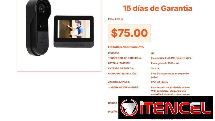 Timbre Inteligente X8 con Batería Recargable y Monitor LCD $75.00 VPT#-0331