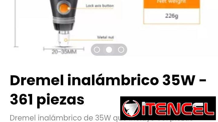 Dremel inalámbrico 35W – 361 piezas. / 3 velocidades: 8500 -16500 – 21000 rpm