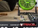 Ventilador Recargable Profesional Greenworks de 24 V y 10 pulg, doble funcion bateria litio y corriente AC-100usd