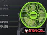 Ventilador Recargable Profesional Greenworks de 24 V y 10 pulg, doble funcion bateria litio y corriente AC-100usd