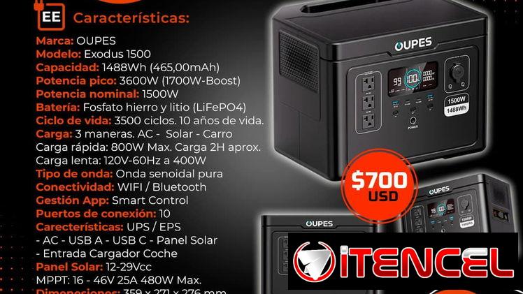 ⚡ 1500W ⚡ ESTACIÓN DE ENERGÍA OUPES 1488WH – 3600/1500W. ENTREGA GRATIS CON FACTURA Y GARANTÍA. TL 54833699