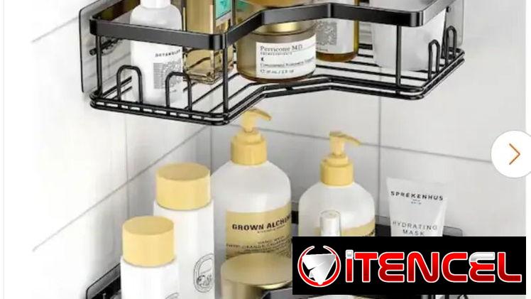 🏠 Organizador para Baño – Diseño en L, Gran Capacidad y Fácil Instalación