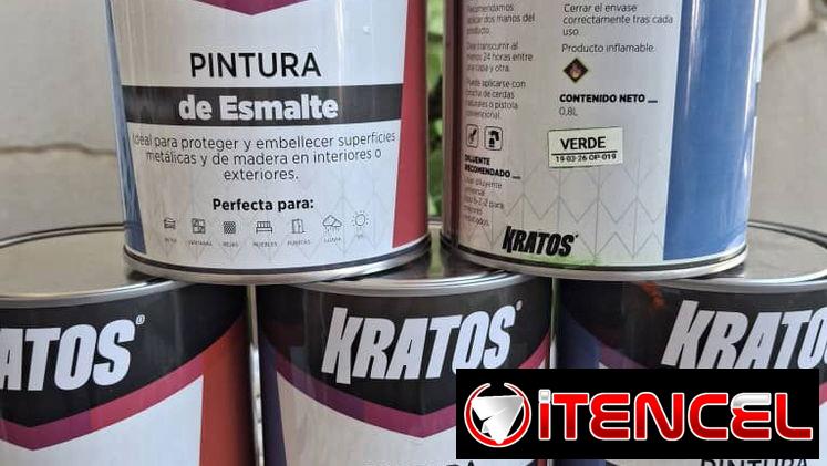 Pintura Esmalte Sintético, Marca Kratos. Lata 0.8litros. Excelente Calidad. Damos factura.