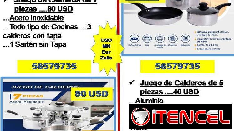 JUEGO DE CALDEROS  5-7 PIEZAS   tlf 56579735/(USD-MN-Eur-Zelle)/Recogida en Marianao   Transporte (Costo Adicional)