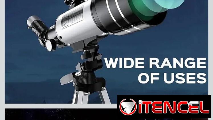 Telescopio astronómico 150X de alta potencia, portátil con apertura de 2.756 in (refractor HD, trípode)