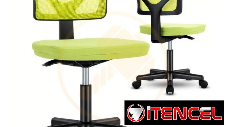Silla de Oficina Sin Brazos, Soporte Lumbar Ergonómico, Altura Ajustable, Giro de 360 Grados – Verde