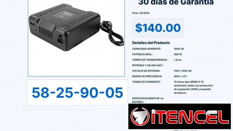 BACKUP/UPS DE PC CON 12 TOMAS 1000VA 600W VPT#