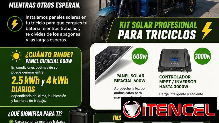 Montaje de panel solar en triciclos eléctricos