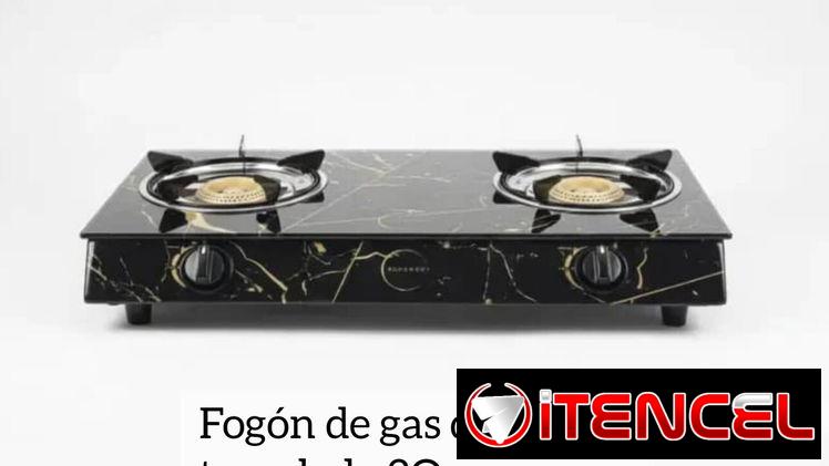 Fogón de gas de cristal(2 quemadores)
