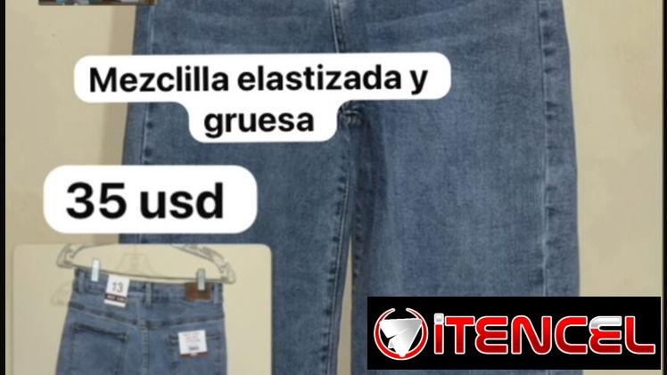 Pantalones de mezclilla para mujer , tela elastizada y gruesa
