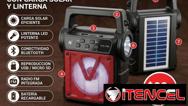 Bocina inalámbrica portátil con panel solar