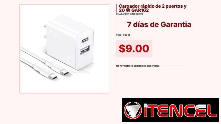Cargador de Pared Doble GAR162 20W: Seguridad de Grado Profesional y Rapidez VPT#-0074