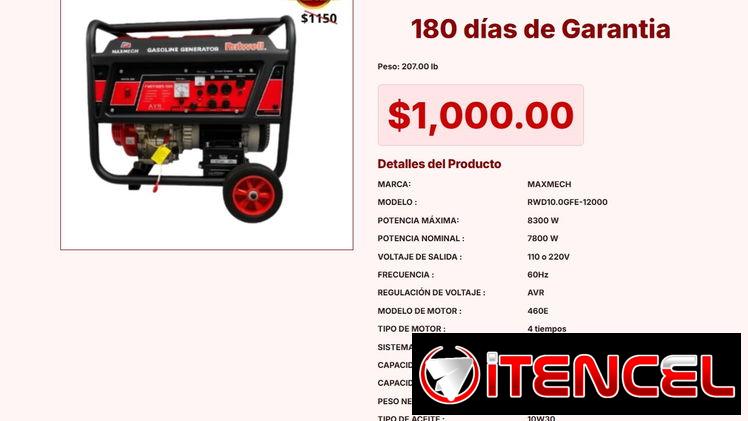 PLANTA ELÉCTRICA 8300W MAXMECH VPT#-0244