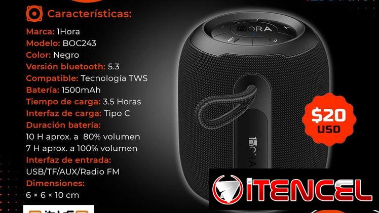 🔈 TU MÚSICA PORTABLE 🔈 BOCINA BLUETOOTH 1HORA BOC243. FACTURA Y GARANTÍA. TL 54833699