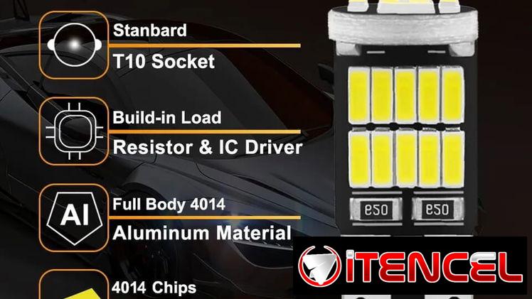Bombillo LED cola de pescado socket ( T10 /W5W) de colores: blanco, azul, verde, rojo y naranja ambar.