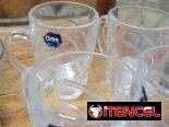 Juego de vasos para whisky  de la marca  Habana Club, 4  jarras de crital, 4 soperas y dos jarras de niños editadas