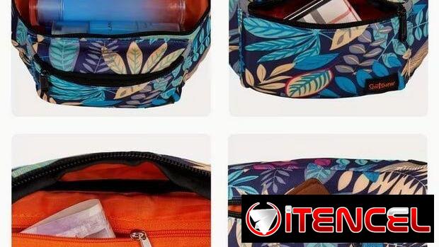 👜 Riñonera / Cangurera Ajustable Multibolsillo – Negro Floreado 🌸