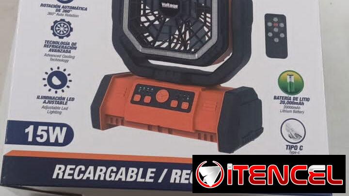 VENTILADOR RECARGABLE MODELO F6 DE 20.000MAH. 4 VELOCIDADES,  GIRAN  CON LUCES LED, TEMPORIZADOR,  CON MANDO A DISTANCIA