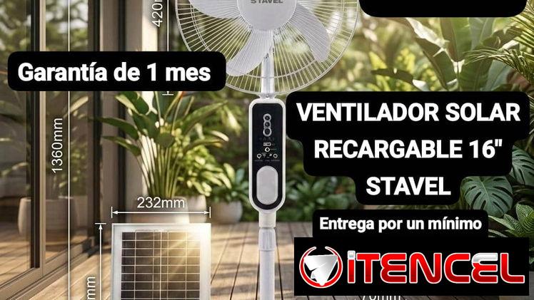 VENTILADOR SOLAR RECARGABLE 16″ STAVEL, Garantía de 1 mes, entrega por un mínimo costo adicional para toda La Habana