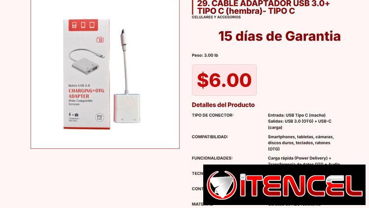 Todo lo que buscas en este Cable adaptador USB 3.0 + Tipo C VPT#-0008
