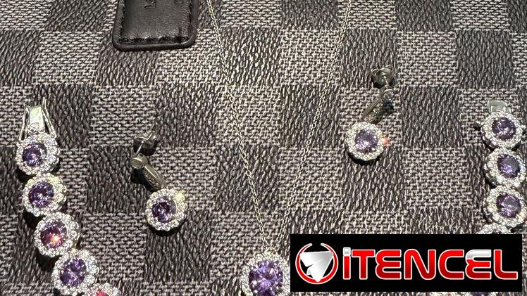 Juego de Pulsera collar y aretes de plata cifrado 925