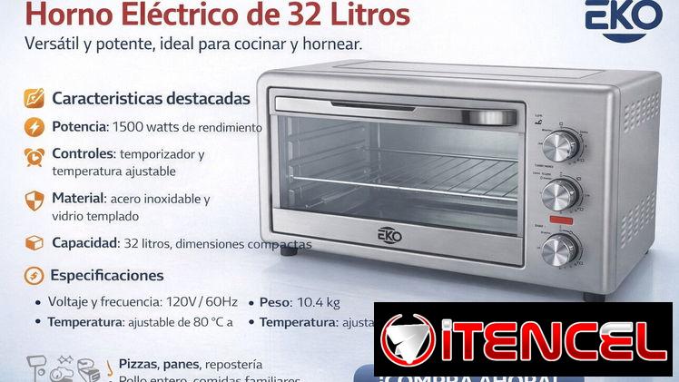 Horno eléctrico de 32 litros de capacidad