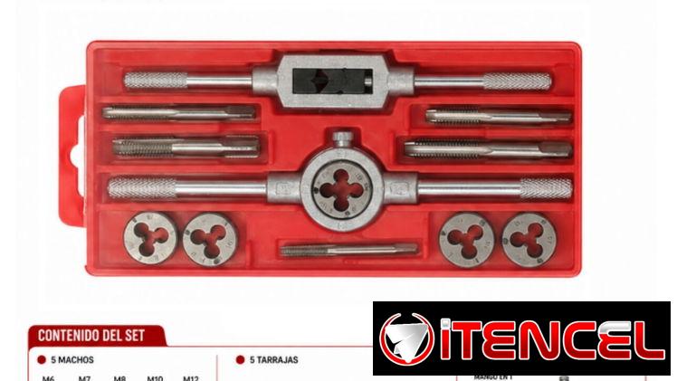 Juego de tarrajas y machos para tornería. M6-M12