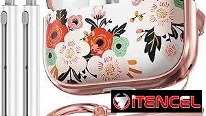 Funda floral para AirPods Pro 3 (2025) con soporte, llavero y kit de limpieza Peonia Blanca | videojuegoshabana.com